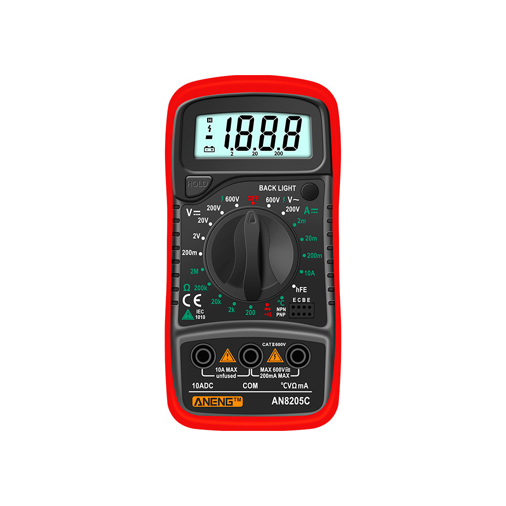 Цифровий мультиметр ANENG AN8205C, V, A, R, T, функция hFE (AN8205C)