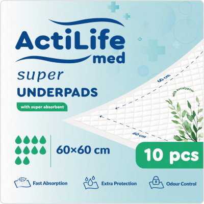 Пелюшки для малюків ActiLife Med Super 60 х 60, 10 шт (4820174981440)