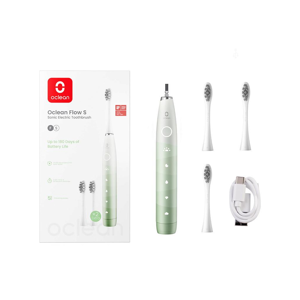 Електрична зубна щітка Oclean Flow S Electric Toothbrush Green (6970810557336) Електрична зубна щітка Oclean Flow S Electric Toothbrush Green (6970810557336)