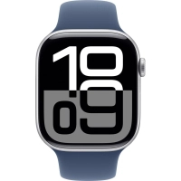 Смарт-годинник Apple Watch Series 10 GPS + Cellular 46mm Silver Aluminium Case with Denim Sport Band - S/M (MWY03QH/A)