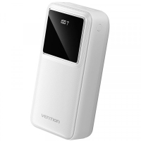 Батарея універсальна Vention 30000mAh 22.5W 3A, PD, QC/3.0, LED Display, White (FHMW0)