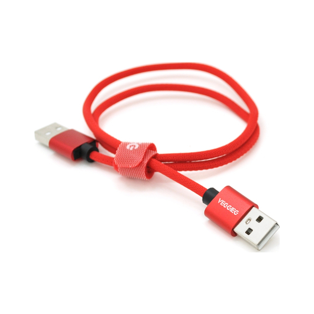 Дата кабель USB 2.0 AM/AM 0.5m red VEGGIEG (YT-AM/AM-UA-0.5)