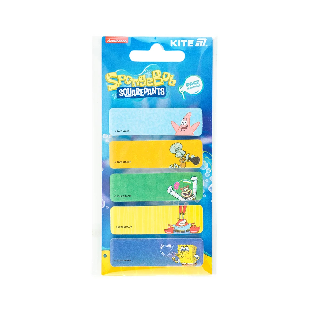 Стікер-закладка Kite паперова з малюнком Sponge Bob, 100 шт, 5х15х50 мм, прямокутна (SB25-480)