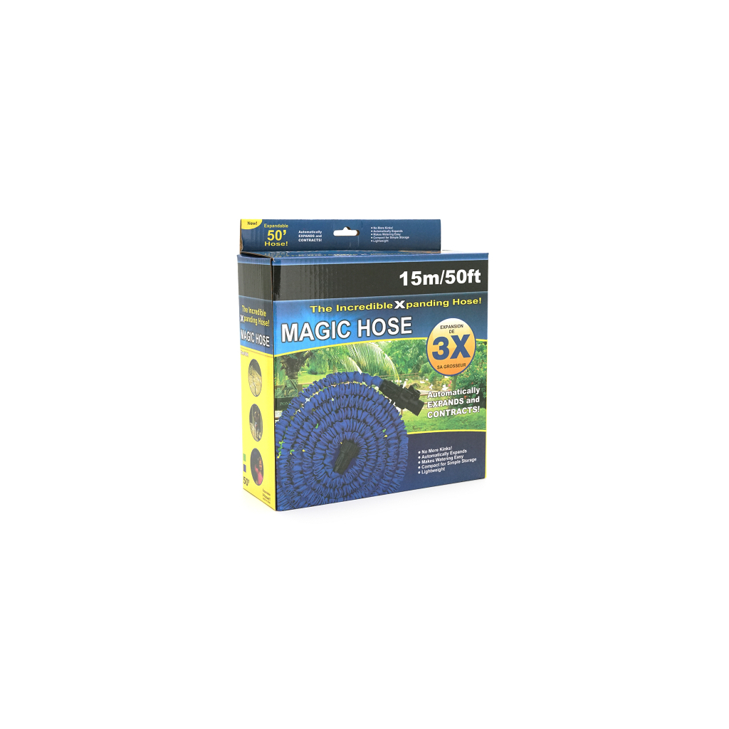 Шланг для поливу Voltronic KY-150B, 5-15м/50ft, + розпилювач, насадка на кран, Blue, Box (KY-150B)