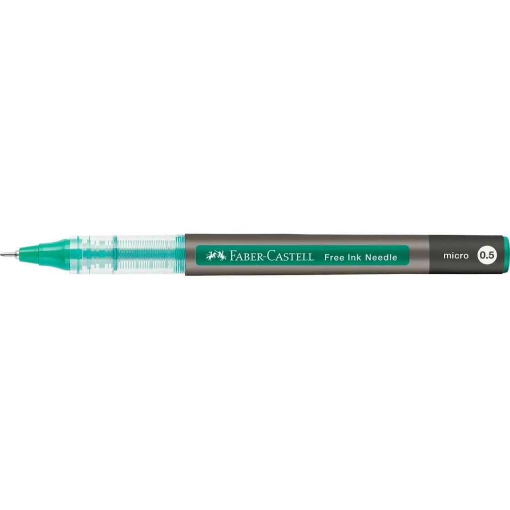 Ролер Faber-Castell Free Ink Needle Micro, колір чорнил зелений, 0,5 мм, одноразова (31404)