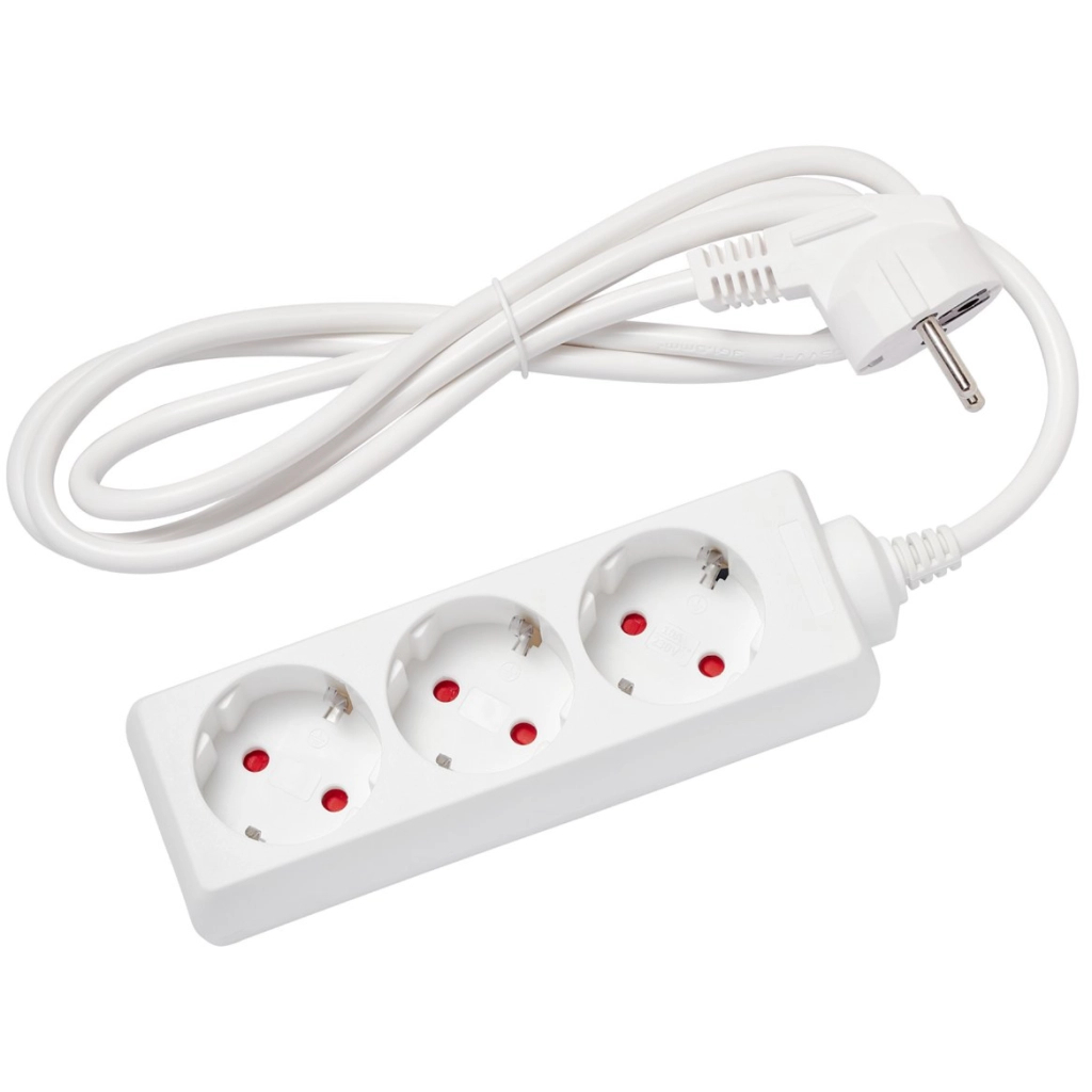 Мережевий подовжувач Delux G3J 1.5м, 3 роз. з заземленням white (90021621) Мережевий подовжувач Delux G3J 1.5м, 3 роз. з заземленням white (90021621)