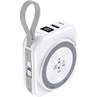 Батарея універсальна Choetech Magnetic Wireless 10000mAh, 22.5W, PD, build USB-C, Apple Watch charger (B697C-WHSL)