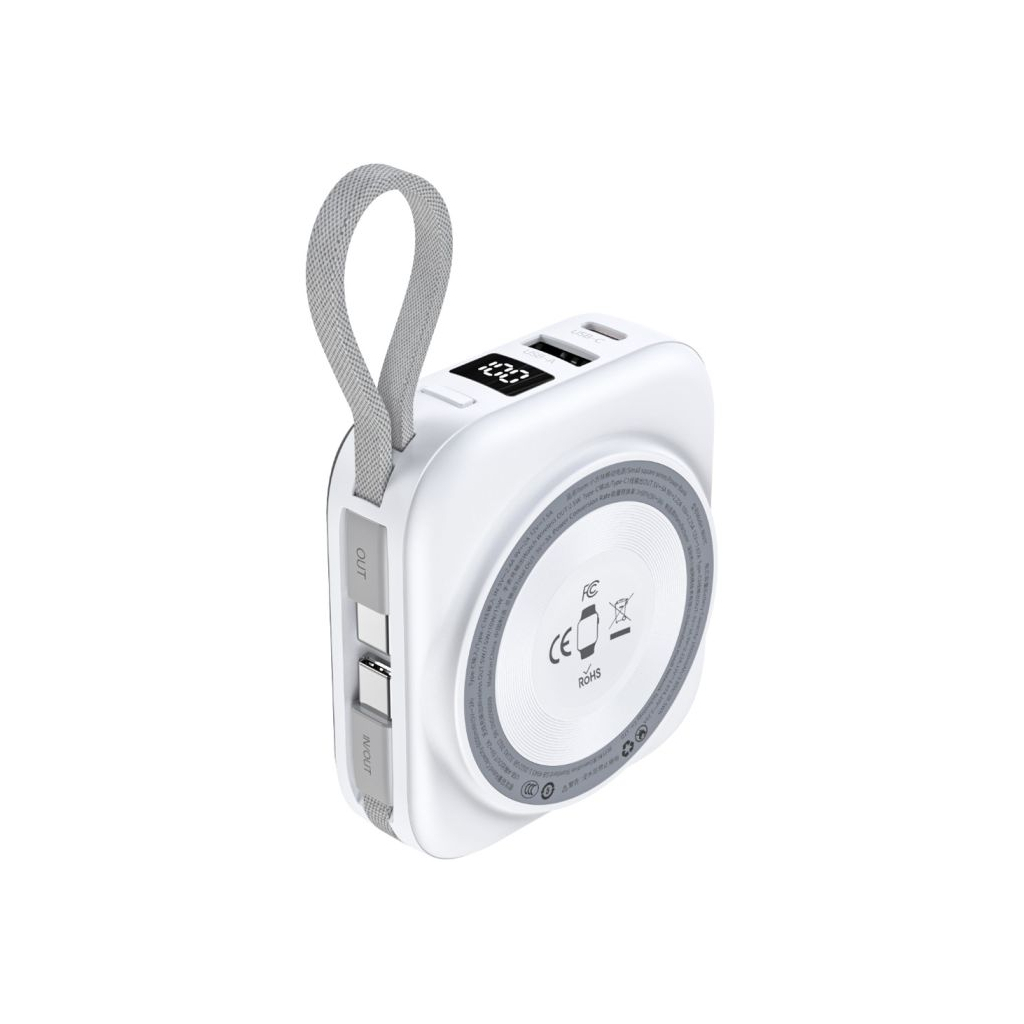 Батарея універсальна Choetech Magnetic Wireless 10000mAh, 22.5W, PD, build USB-C, Apple Watch charger (B697C-WHSL)