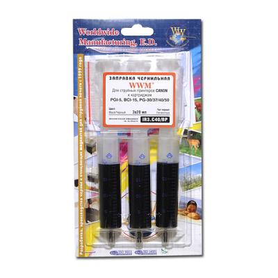 Заправочний набір WWM Canon PG-40/PG-37 (3 x 20мл) Black Pigmented (IR3.C40/BP) Заправочний набір WWM Canon PG-40/PG-37 (3 x 20мл) Black Pigmented (IR3.C40/BP)