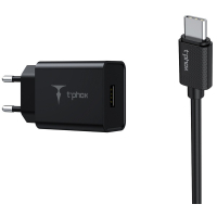 Зарядний пристрій T-Phox Mini 12W 2.4A + Type-C cable 1.2m (Black) (Mini(B)+Type-C)