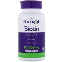 Natrol Vitamin Biotin, Maximum Strength, 10,000 mcg, 100 Tablets (NTL-05396)