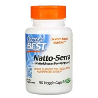 Пробіотики Doctor's Best Наттокіназа і Серрапептаза, Natto-Serra, 90 вегетаріанських (DRB-00294)