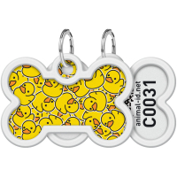 Address book for animals WAUDOG Smart ID with QR passport "Ducks", bone 40x28 mm (0640-0204)