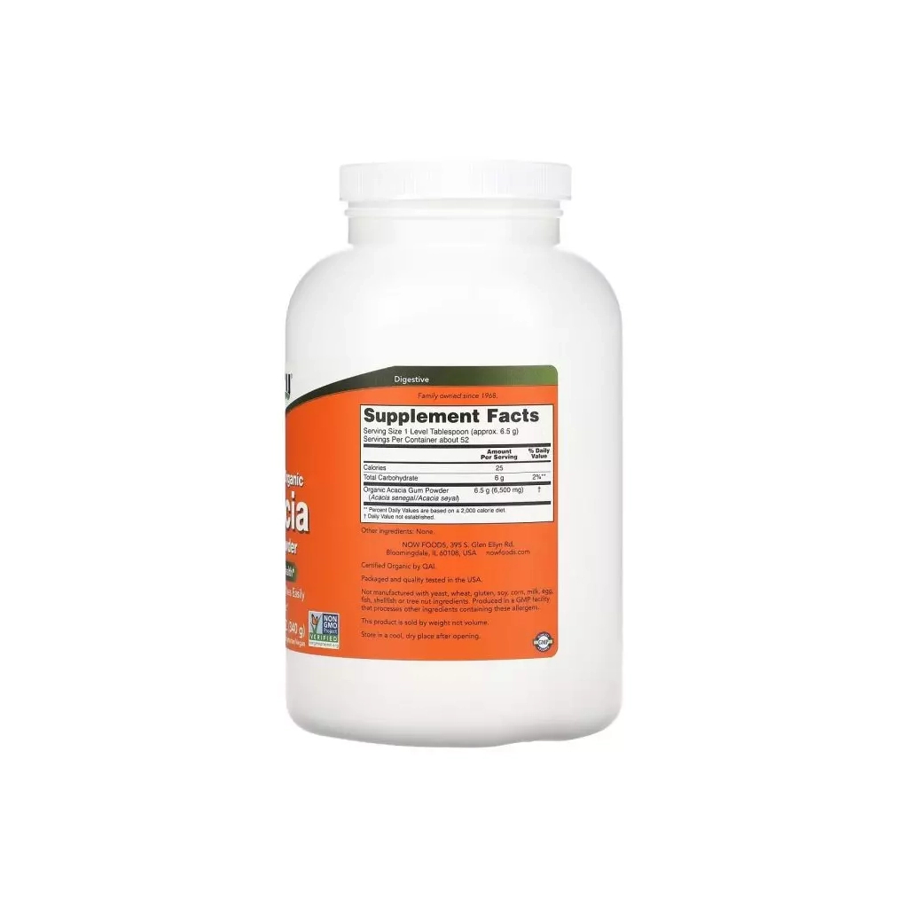 Трави Now Foods Клітковина акації, Сертифікований органічний пор (NOW-05905)