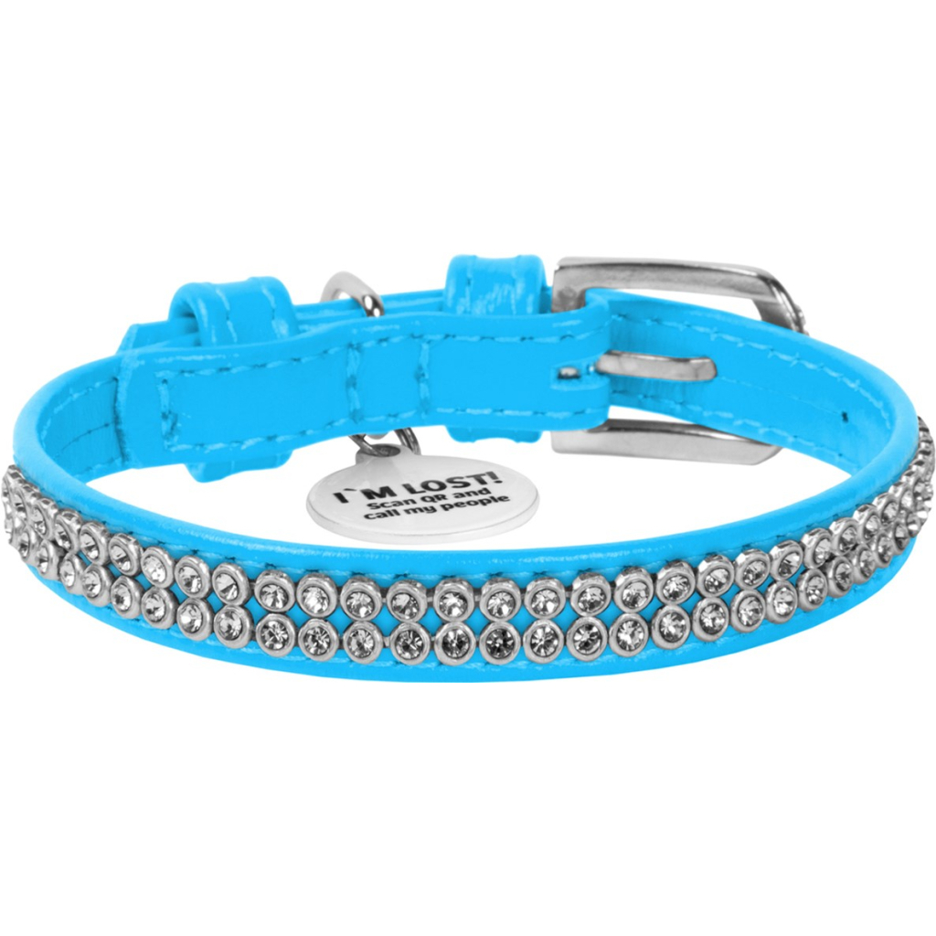 Нашийник для тварин WAUDOG Glamour з QR-паспортом "Стрази" XS Ш 9 мм блакитний (33062) Нашийник для тварин WAUDOG Glamour з QR-паспортом "Стрази" XS Ш 9 мм блакитний (33062)