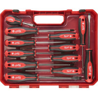 A set of Milwaukee magnetic screwdrivers with a triangular handle, 12 pcs. in a plastic case. (4932472003)