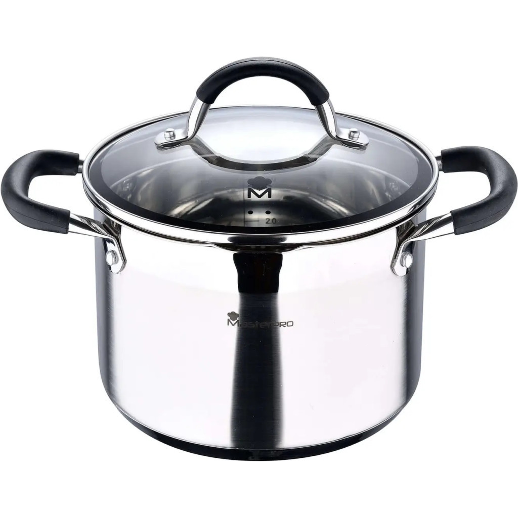 Каструля MasterPro Foodies collection висока з кришкою 9,5 л (BGMP-1506-BK) Каструля MasterPro Foodies collection висока з кришкою 9,5 л (BGMP-1506-BK)