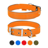 Collar for animals Dog Extreme double with reflective insert W 14 mm L 27-35 cm orange (67024)