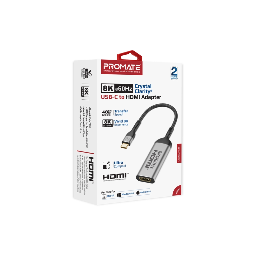 Адаптер USB-C to HDMI medialink-8k.grey Promate (medialink-8k.grey)