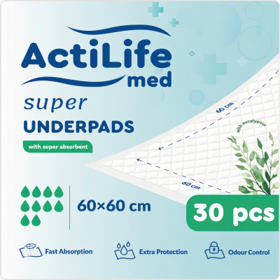 Пелюшки для малюків ActiLife Med Super 60 х 60, 30 шт (4820174981501)