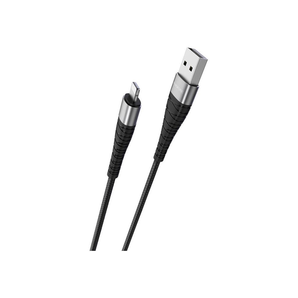 Дата кабель USB 2.0 AM to Lightning 1.0m 2.4A nylon BX32 black BOROFONE (6931474710413)