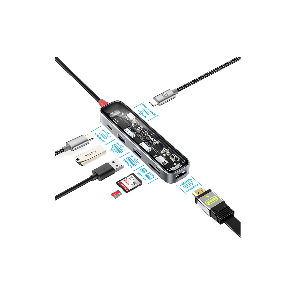 Концентратор Promate USB-C 7-in-1 Promate transhub-lite (transhub-lite)