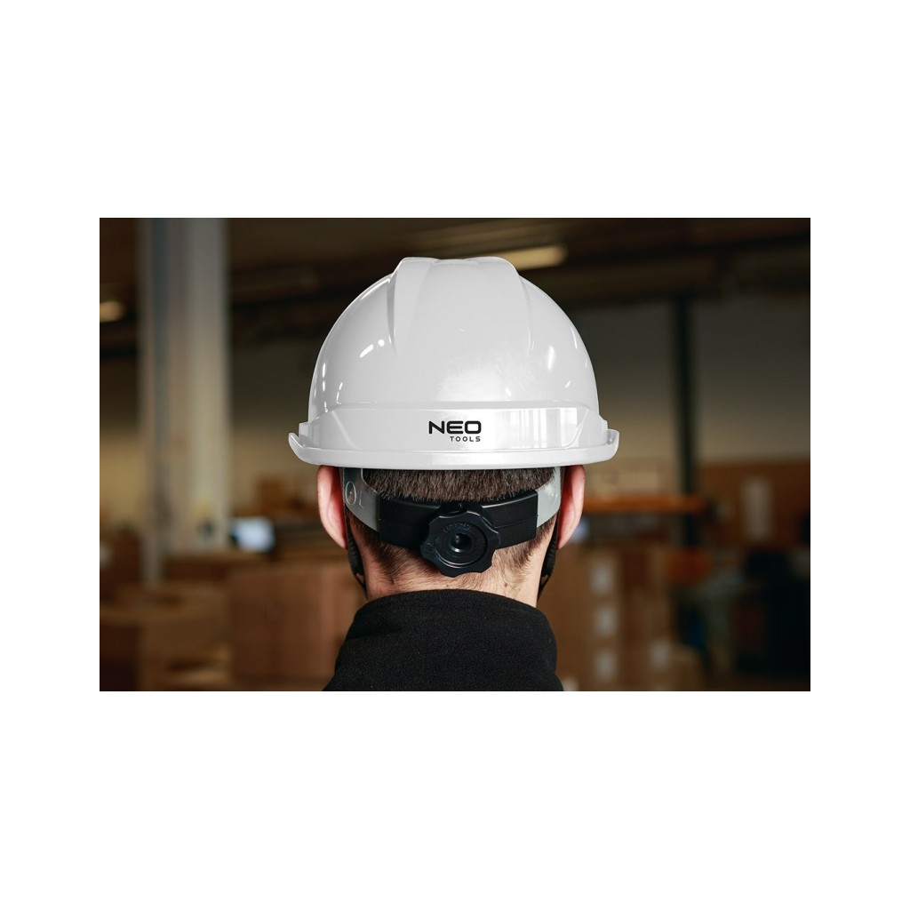Каска захисна Neo Tools пластик ABS, пряжка для регулювання, біла (97-221)