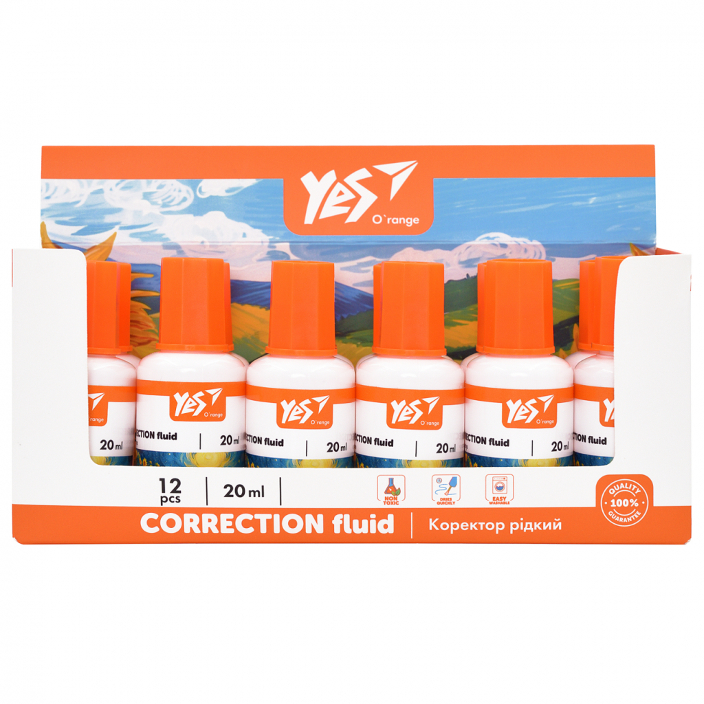 Коректор Yes з пензликом Orange Line 20 мл (340112) Коректор Yes з пензликом Orange Line 20 мл (340112)