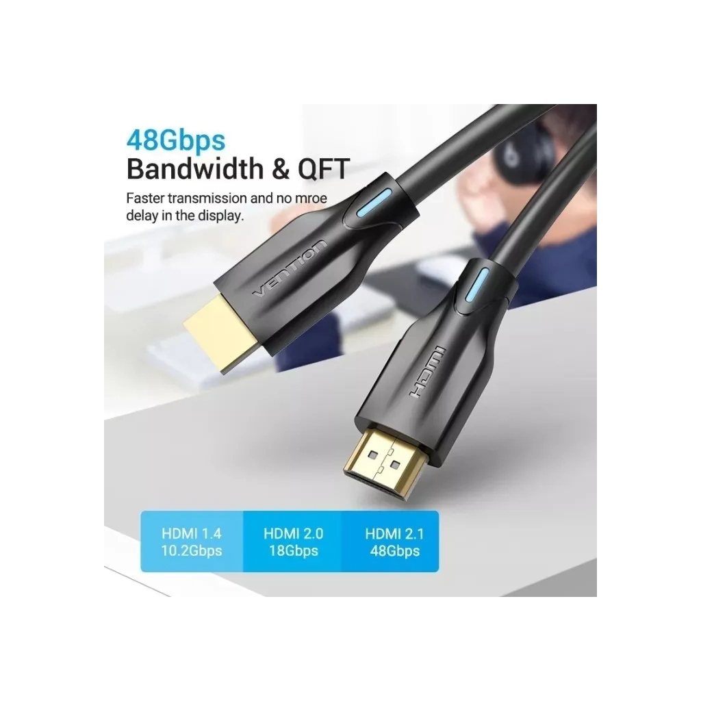 Кабель мультимедійний HDMI M to HDMI M 10.0m 8K60Hz black Vention (AANBL) Кабель мультимедійний HDMI M to HDMI M 10.0m 8K60Hz black Vention (AANBL)