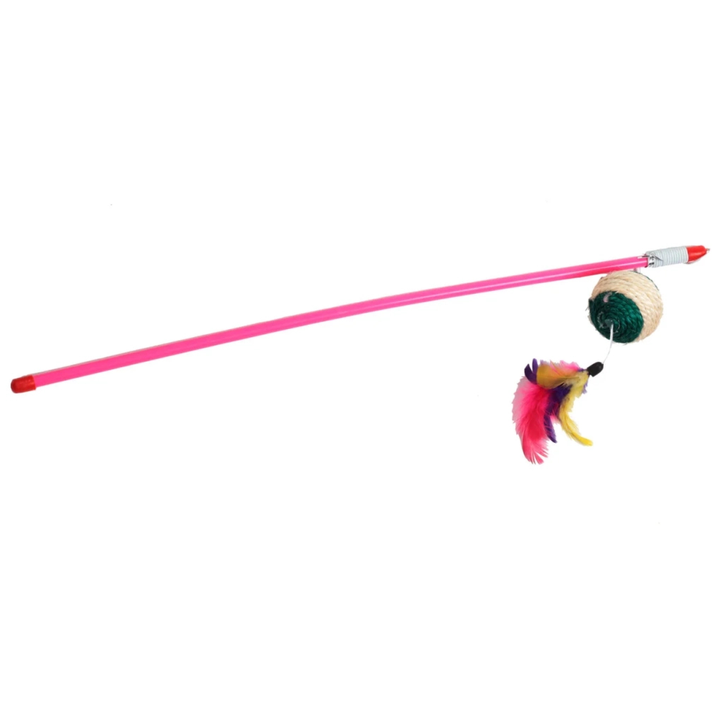 Іграшка для котів "FOX" Вудка-дражнилка "Куля з пір'ям" (5901436131373)