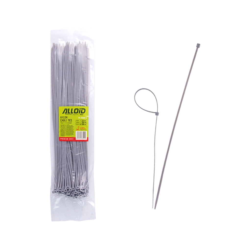 Стяжка Alloid 3.6х350мм, пластик, 100шт./уп., сірий (PC-36350G) Стяжка Alloid 3.6х350мм, пластик, 100шт./уп., сірий (PC-36350G)