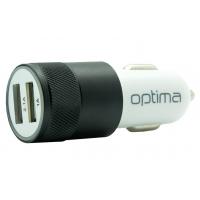 Автомобільний зарядний пристрій!!! Optima 2*USB Metal (3.1A) Black (40790)