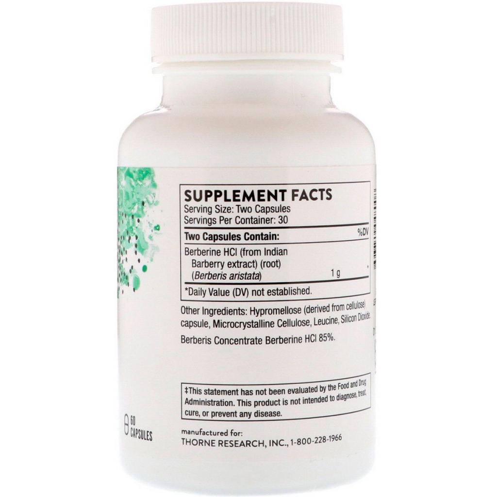 Трави Thorne Research Берберин-500, Berberine-500, 60 капсул (THR-04800)