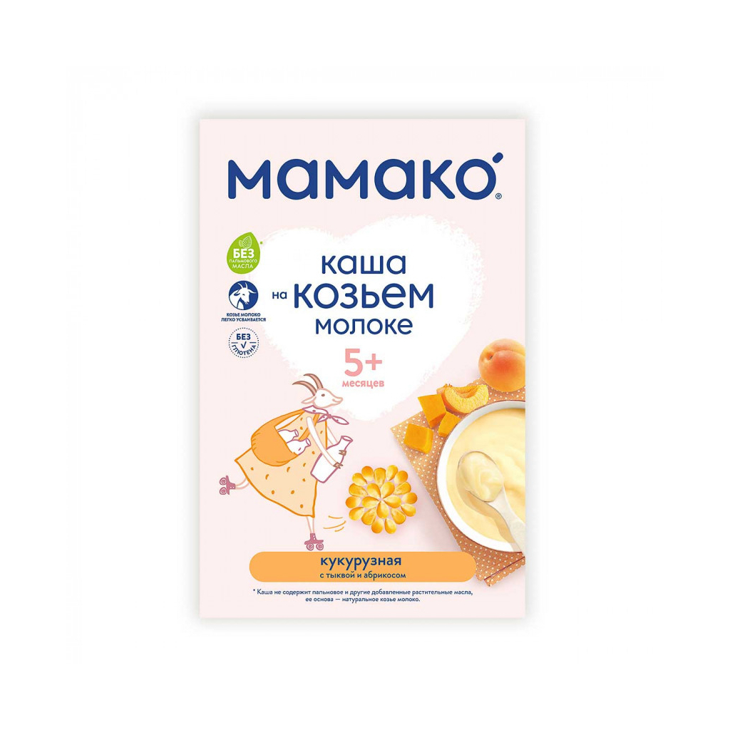 Дитяча каша MAMAKO кукурудзяна з гарбузом і абрикосом на козячому молоці 200 г (4607088795840)