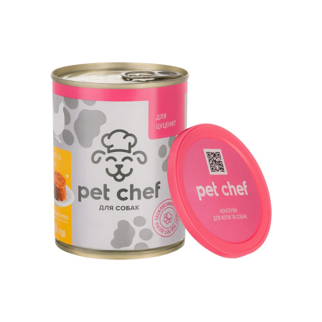 Консерви для собак Pet Chef паштет з куркою для цуценят 360 г (4820255190372)