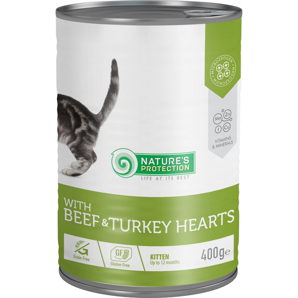 Консерви для котів Nature's Protection Kitten Beef & Turkey hearts 400 г (KIK45610) Консерви для котів Nature's Protection Kitten Beef & Turkey hearts 400 г (KIK45610)