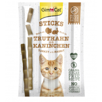 Treats for cats GimCat Meat sticks turkey and rabbit 4 pcs (4002064420530/4002064420813)
