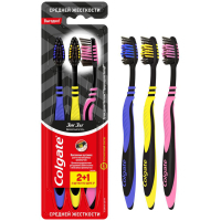 Зубна щітка Colgate Зіг Заг Деревне вугілля середньої жорсткості 3 шт. (8718951305212)