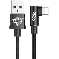 Дата кабель USB 2.0 AM to Lightning 1.0m MVP Elbow Type 2.4A Black Baseus (CALMVP-01)