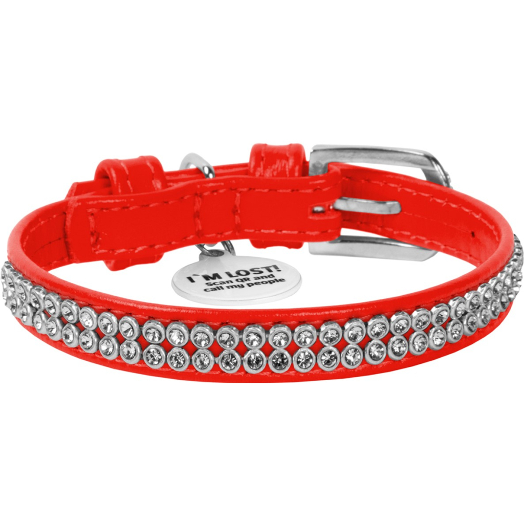 Нашийник для тварин WAUDOG Glamour з QR-паспортом "Стрази" XS Ш 9 мм червоний (33063) Нашийник для тварин WAUDOG Glamour з QR-паспортом "Стрази" XS Ш 9 мм червоний (33063)