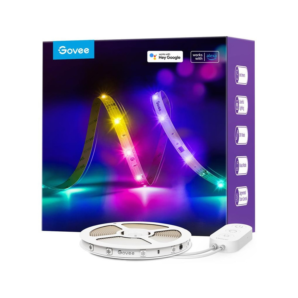 Світлодіодна стрічка Govee RGBIC Basic Wi-Fi + Bluetooth LED Strip Light 10м Білий (H618C3D1)