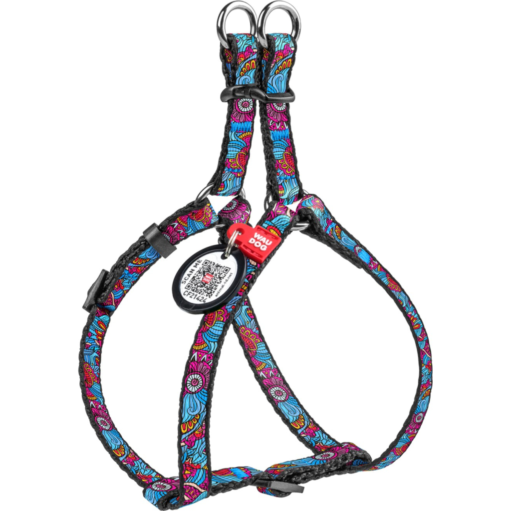 Шлея для собак WAUDOG Nylon з QR паспортом анатомічна "Літо" M (4619)