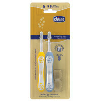 Chicco children's toothbrush for first teeth, 6-36 months, 2 pcs. (8058664174713) (12082.11)
