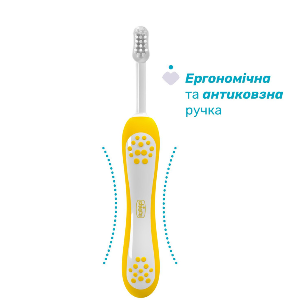 Дитяча зубна щітка Chicco для перших зубів, 6-36 міс., 2 шт. (8058664174713) (12082.11)