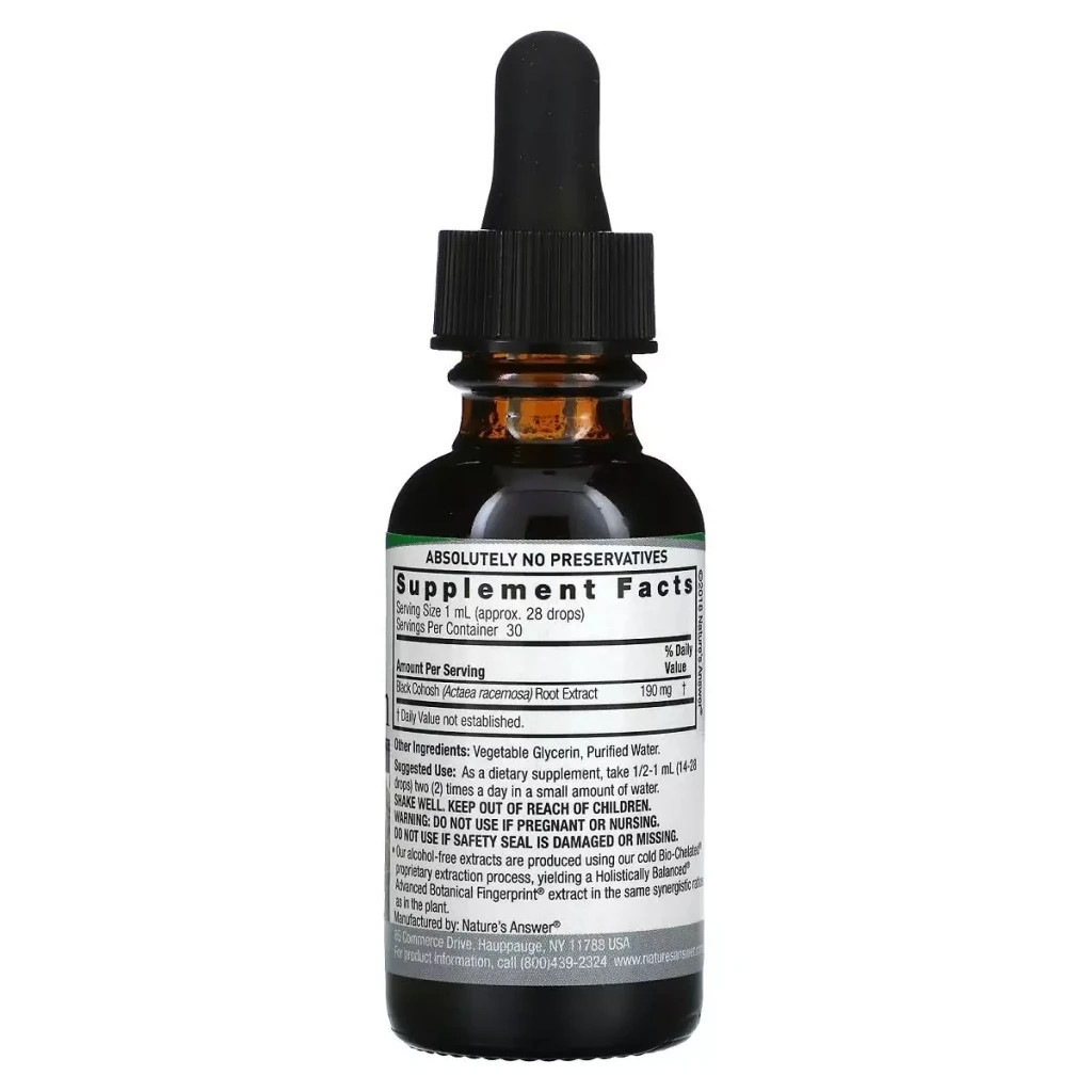 Трави Nature's Answer Клопогон, 950 мг, без спирту, Black Cohosh, Alcohol-Free, 30 мл (NTA-00576)