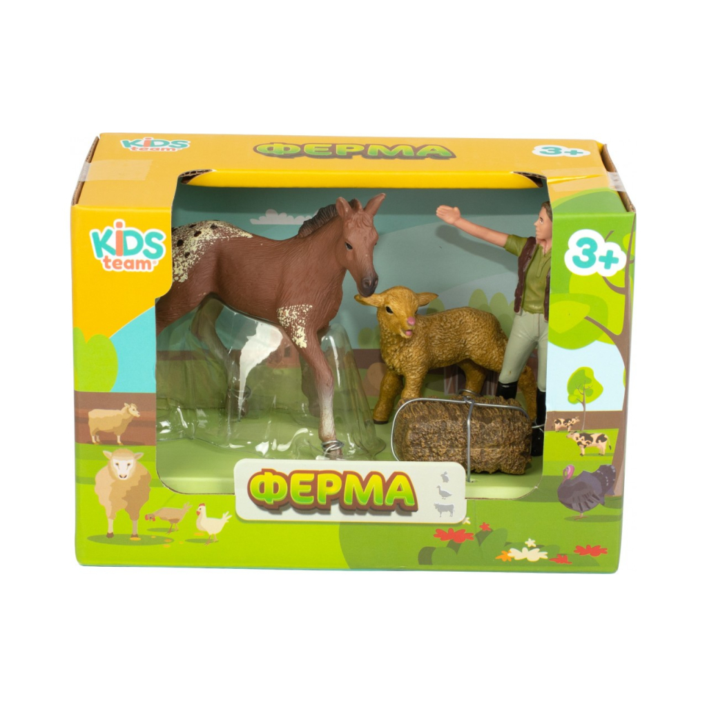Фігурка Kids Team набір Ферма лоша, ягня, фермерка, ягня (Q9899-T1_2)