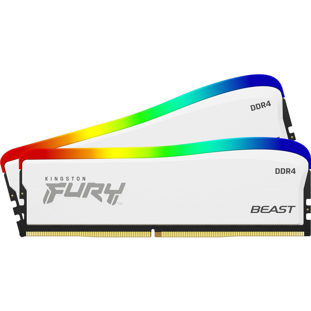 Модуль пам'яті для комп'ютера DDR4 16GB (2x8GB) 3200 MHz Beast White RGB SE Kingston Fury (ex.HyperX) (KF432C16BWAK2/16)