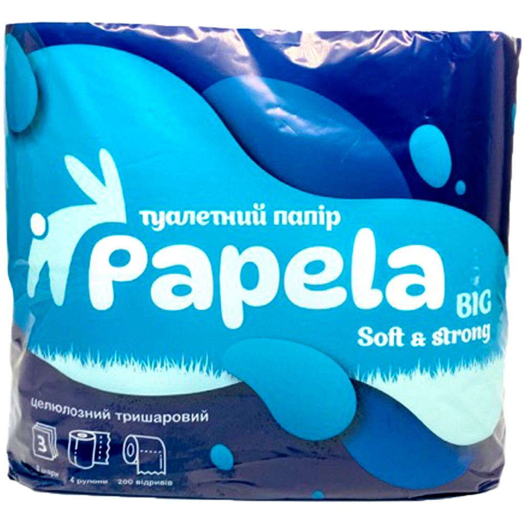 Туалетний папір Papela Big 3 шари 200 відривів 4 рулони (4820270940013)