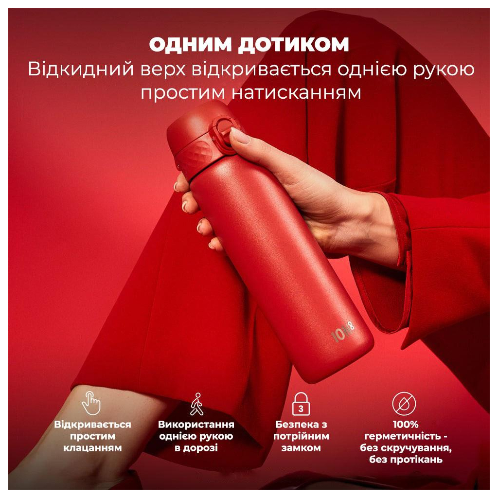 Пляшка для води ION8 OneTouch Vacuum Insulated 500 мл Red (I8TS500Red)