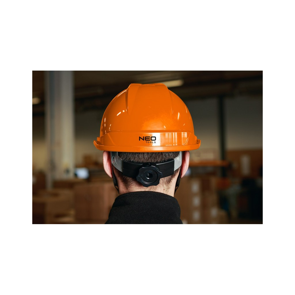 Каска захисна Neo Tools пластик ABS, пряжка для регулювання, помаранчева (97-225)